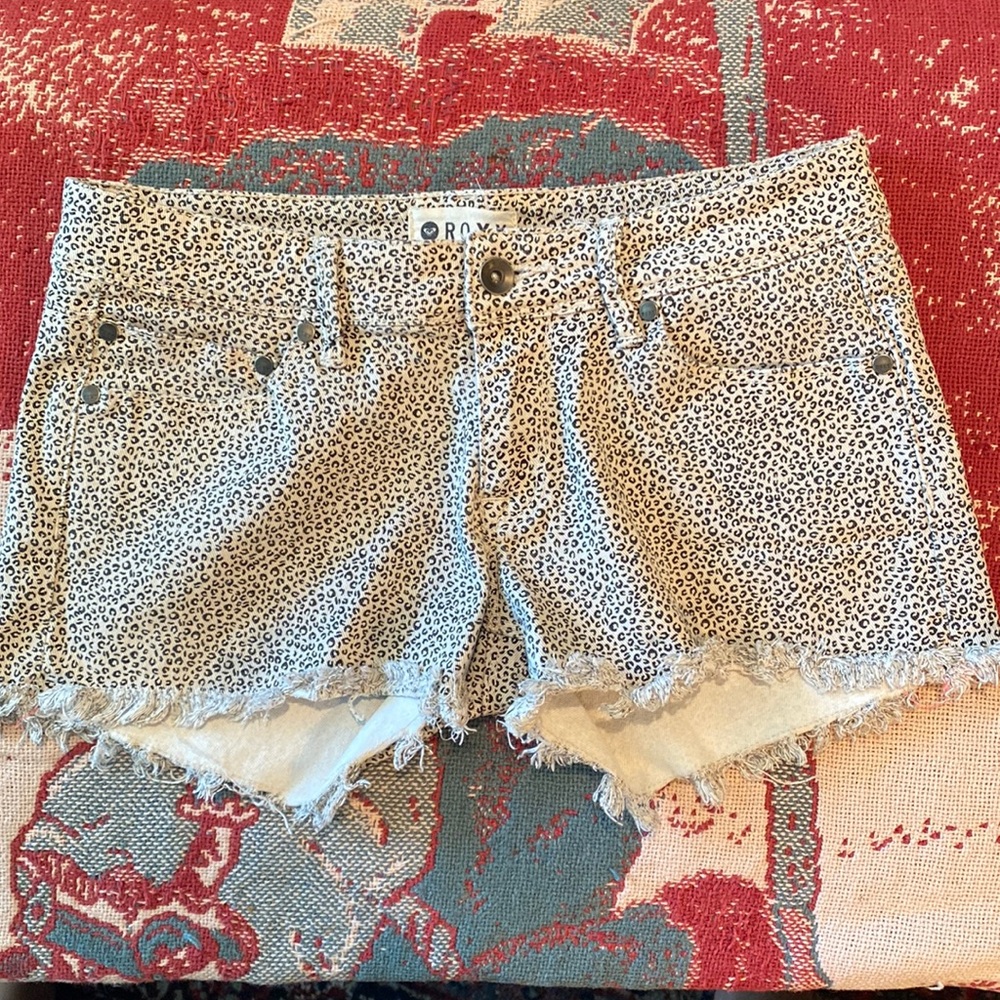 Roxy leopard print denim shorts